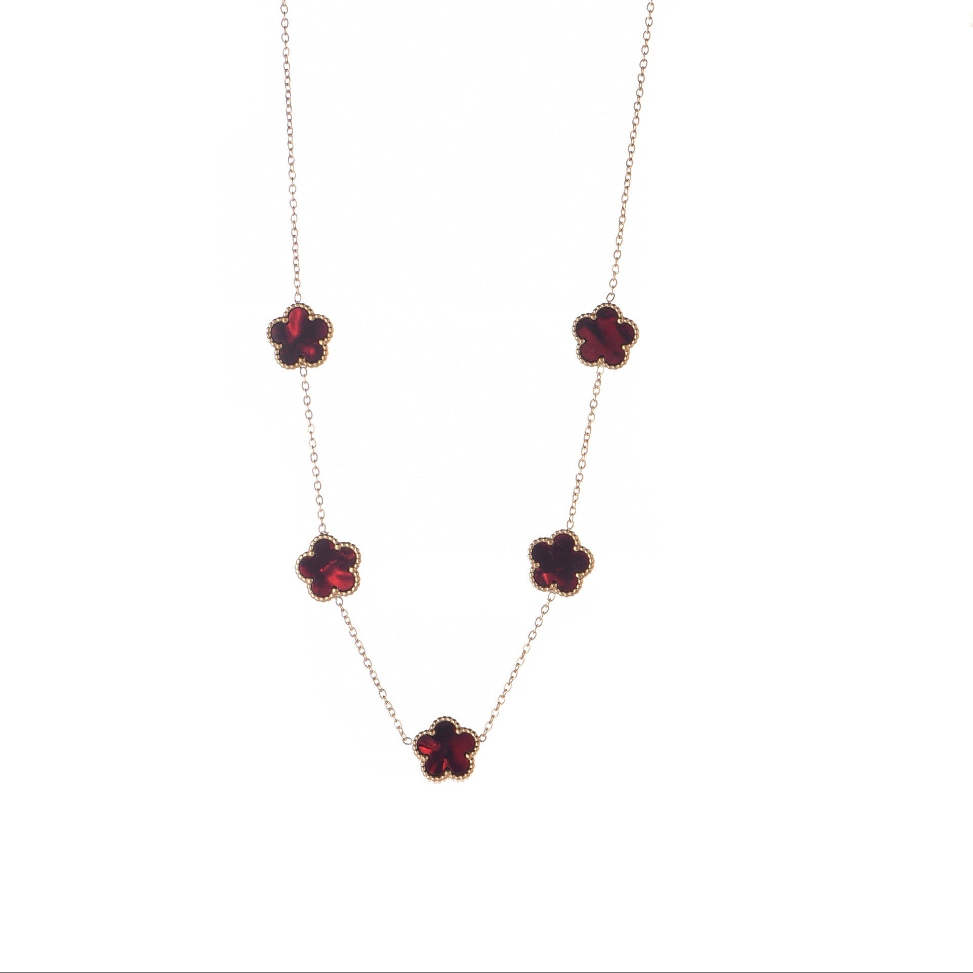 Collana dorato - Collana Quadrifoglio Ruby Gold