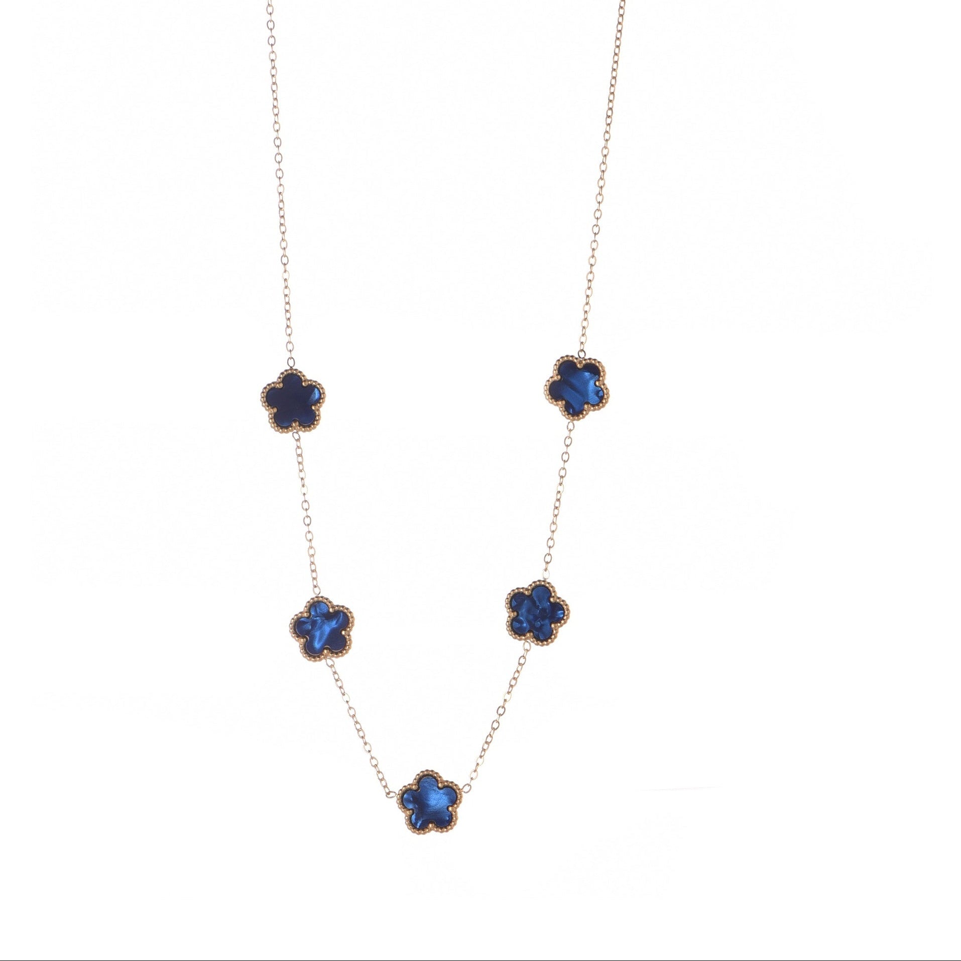 Collana dorato - Collana Quadrifoglio Blue Gold