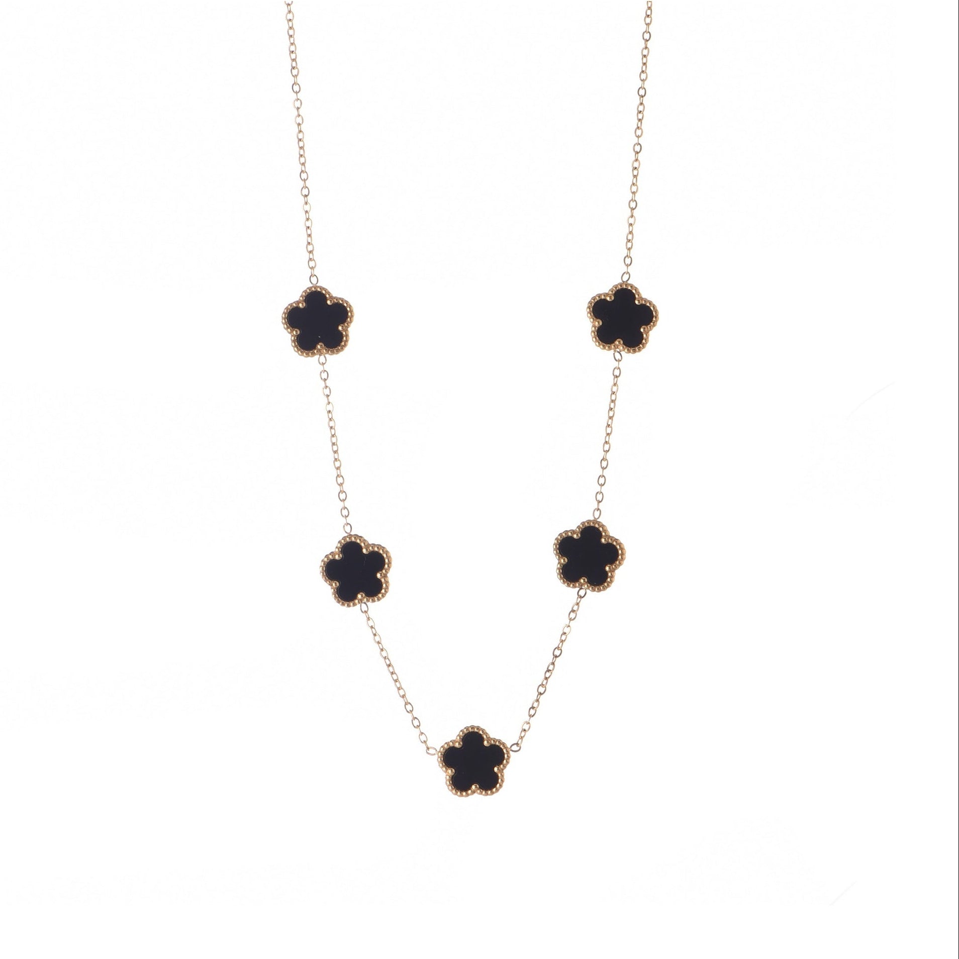 Collana pendenti dorato - Collana Quadrifoglio Black Gold