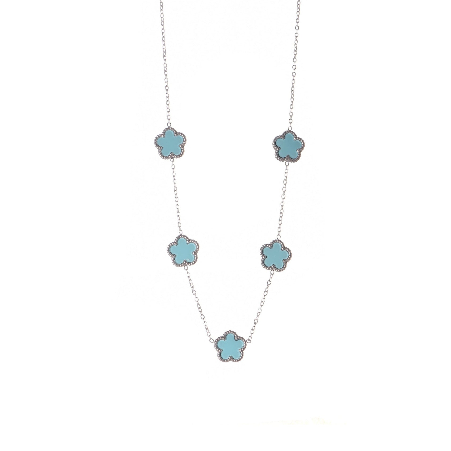 Collana - Collana Quadrifoglio Silver Turquoise