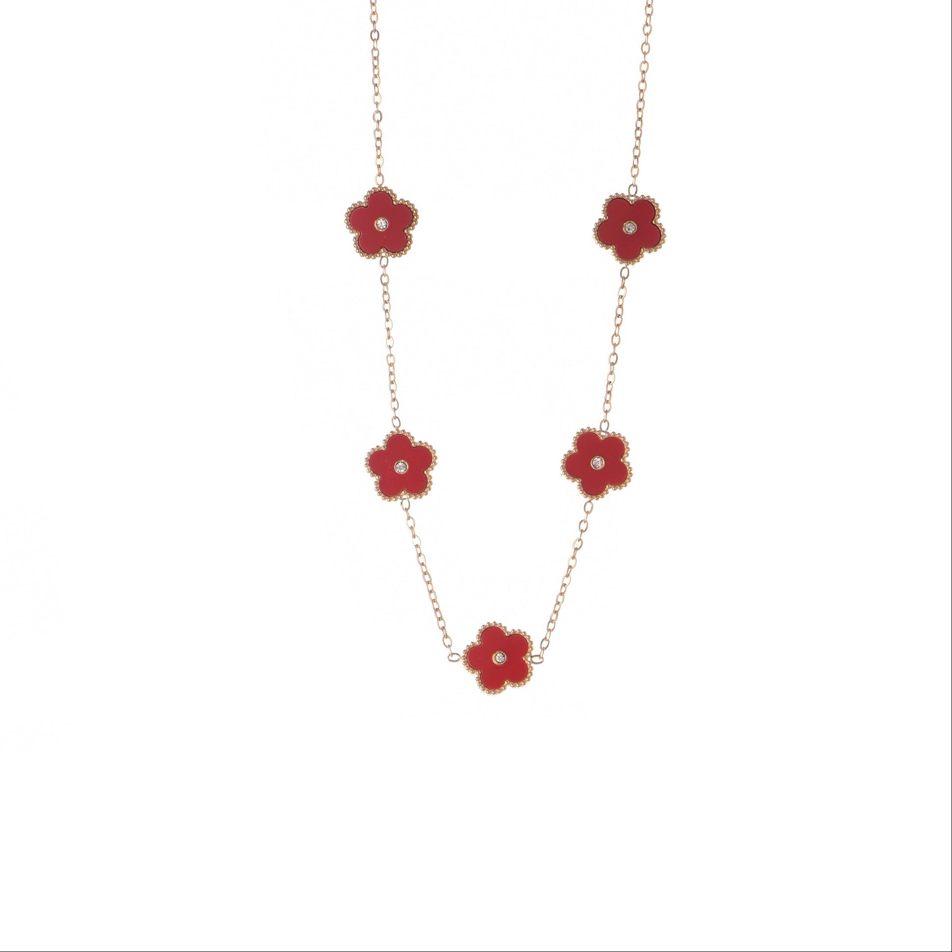 Collana dorato - Collana Quadrifoglio Red Gold