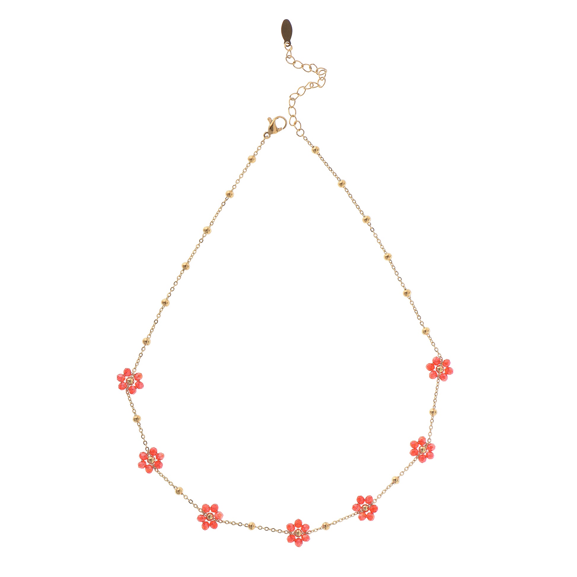 Collana con charm dorato - Collana Ultralight Flower Red