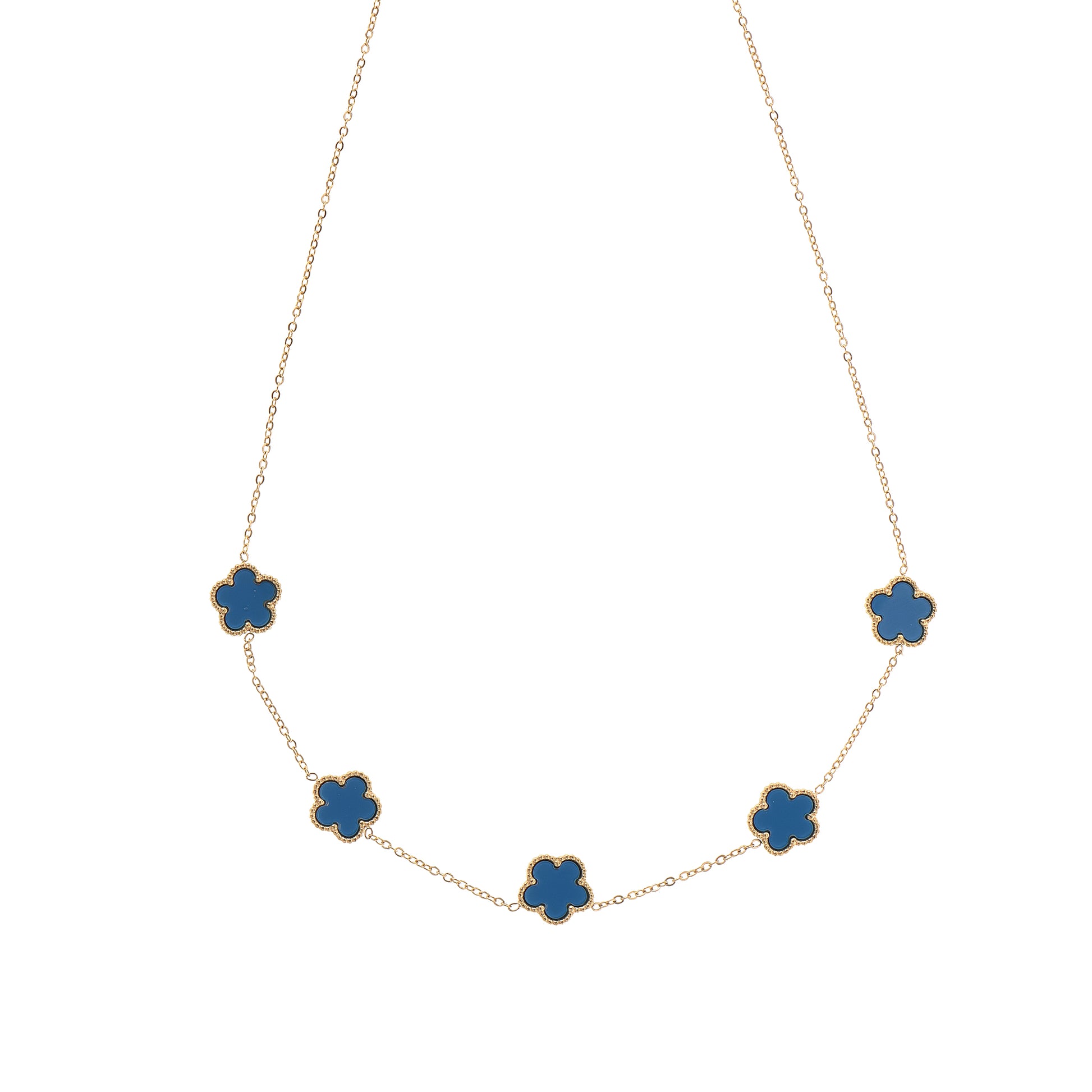 Collana dorato - Collana Gold Quadrifoglio Blu Navi