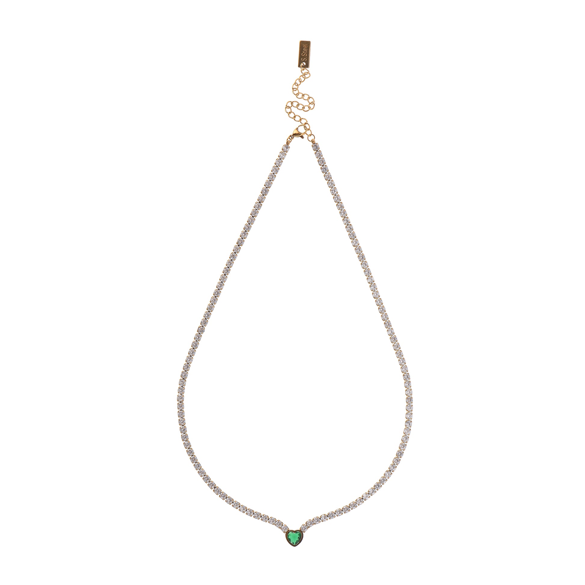 Collana pendenti con cuore dorato - Collana Gold Emerald Heart