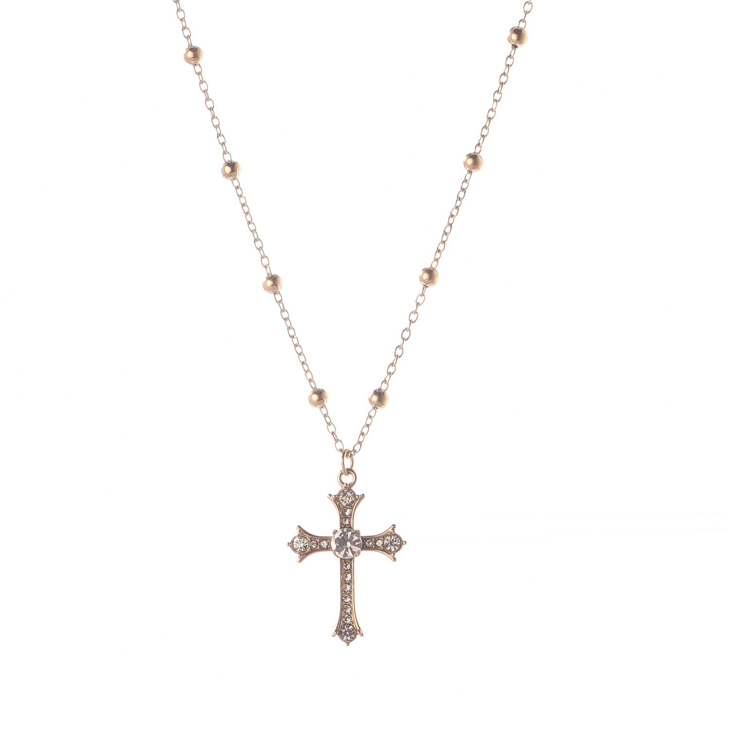 Collana pendenti con croce dorato - Collana Fede Rosata