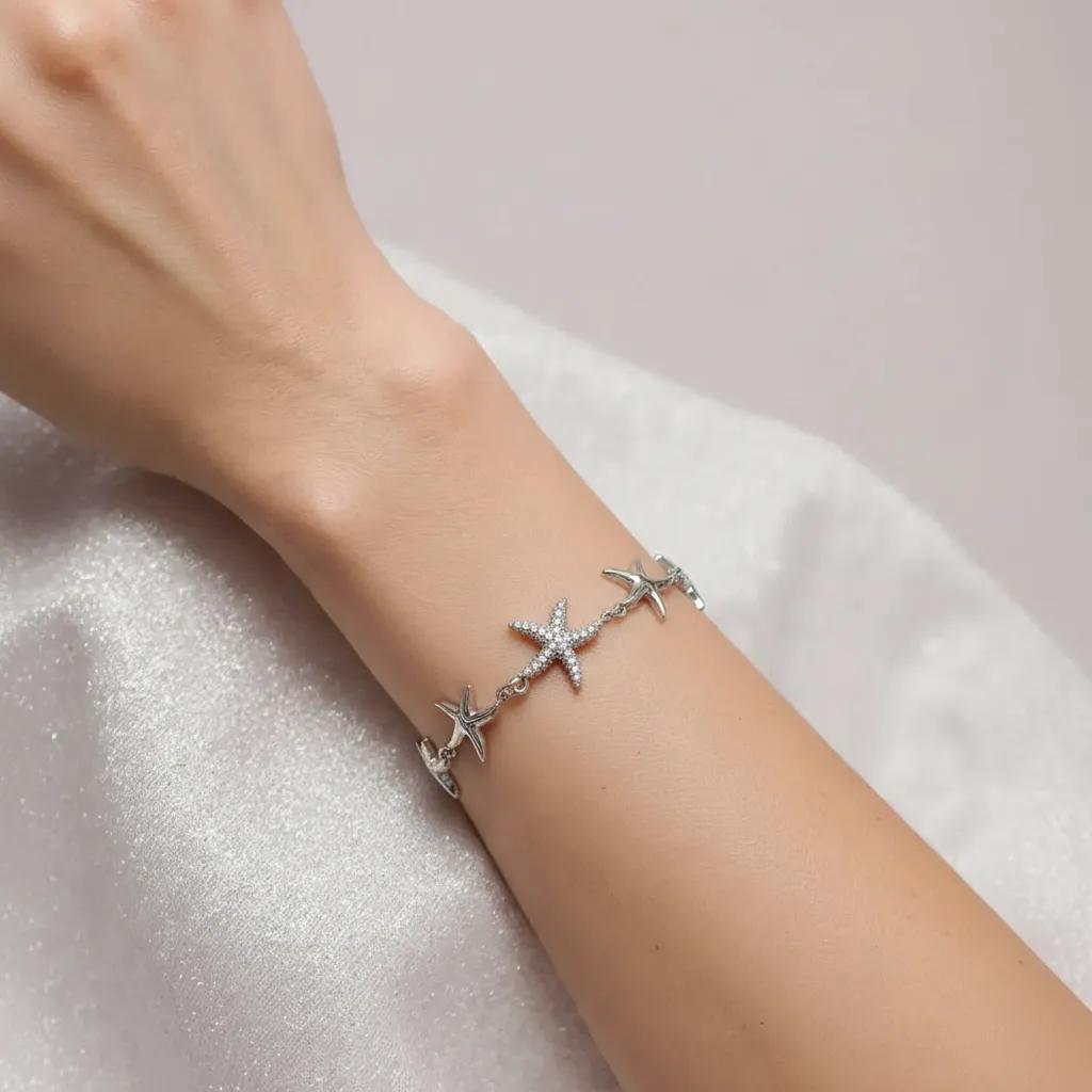 Bracciale dorato con zirconi - Bracciale Starfish