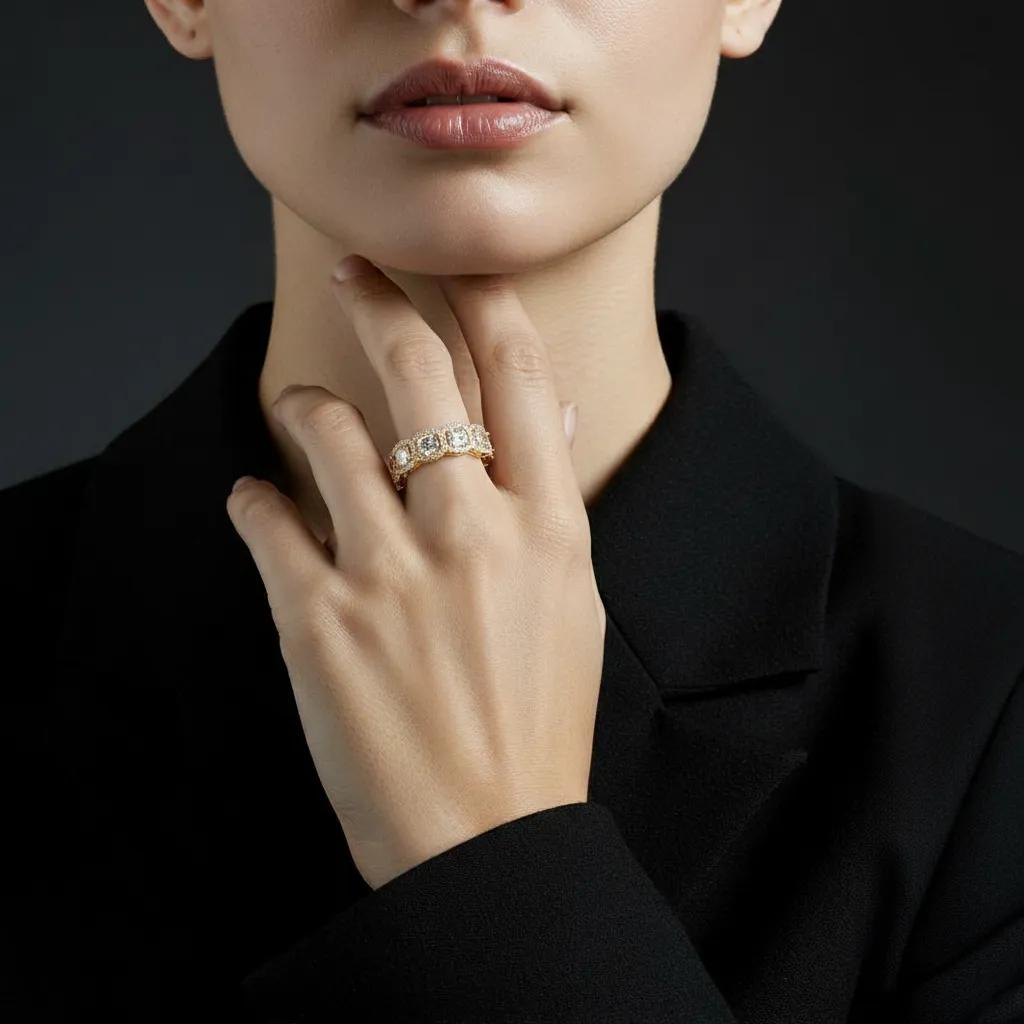 Anello in argento 925 con zirconi - Anello Gold Endless Glow Band