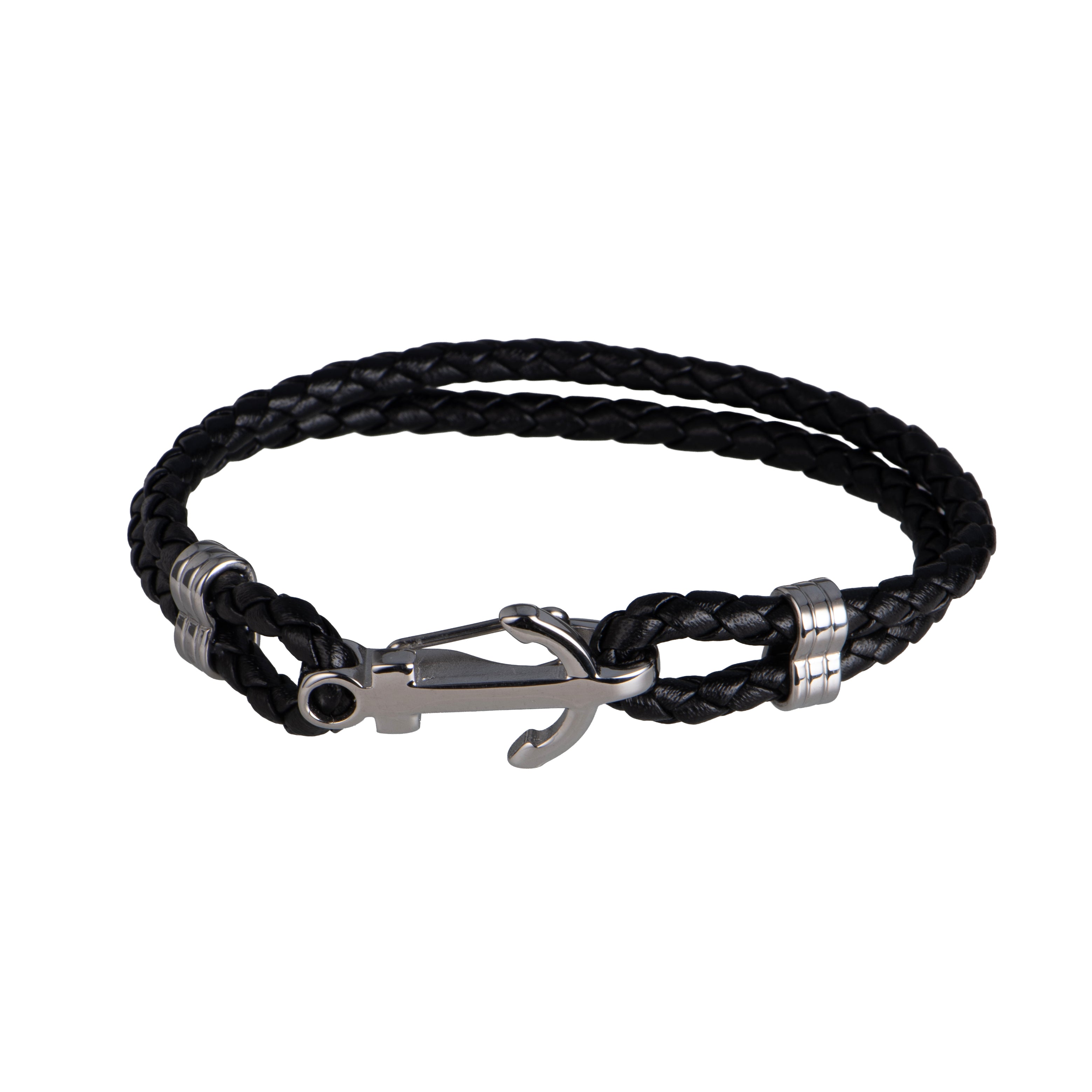 Bracciale Man Black Anchor – Pelle & Acciaio