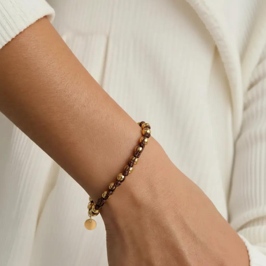 Bracciale dorato - Bracciale Sun Knot Brown