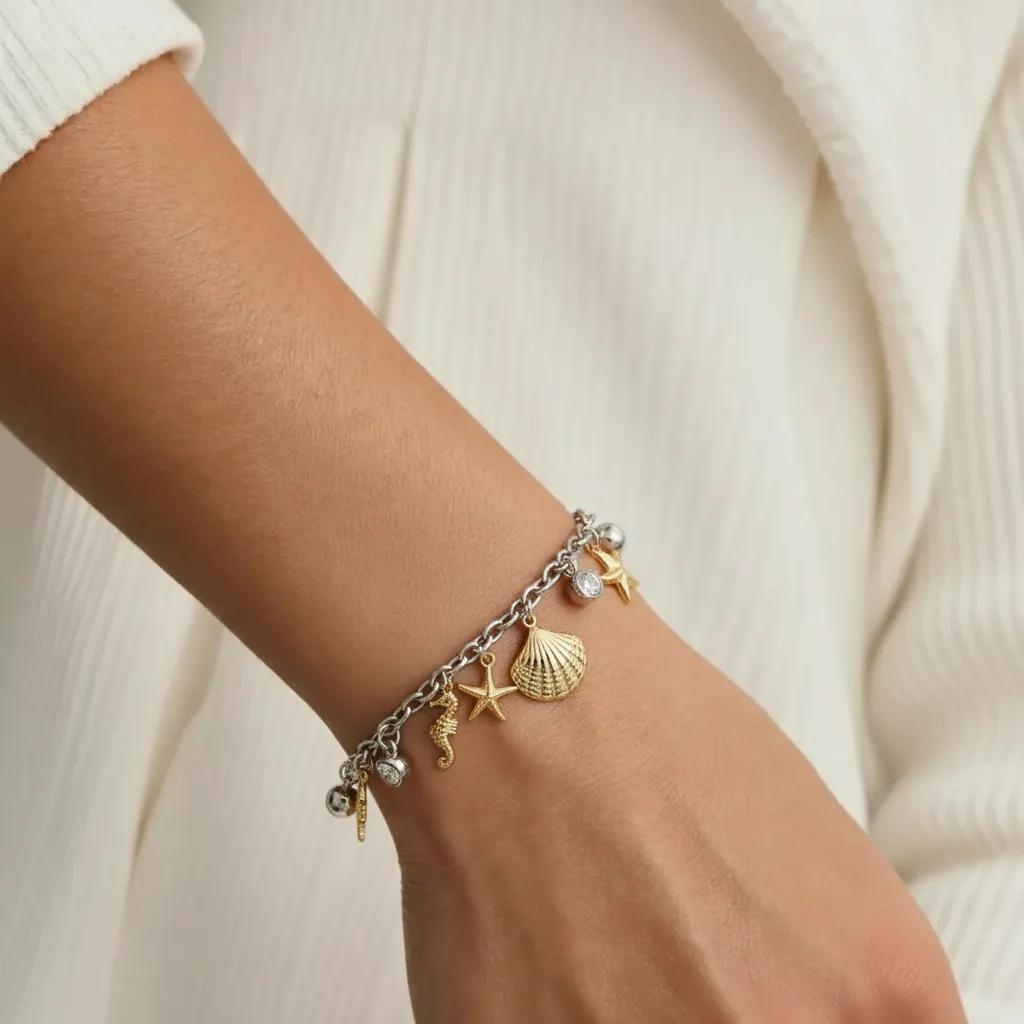 Bracciale con charm dorato - Bracciale Marine Charm