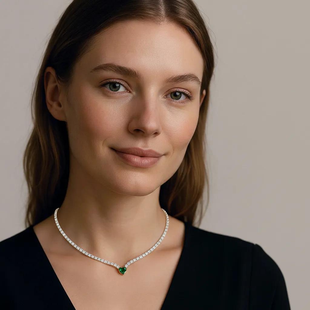 Collana pendenti con cuore dorato - Collana Gold Emerald Heart