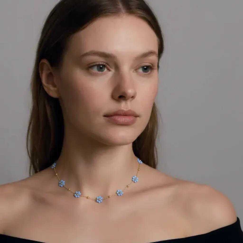 Collana dorato - Collana Ultralight Flower Blu