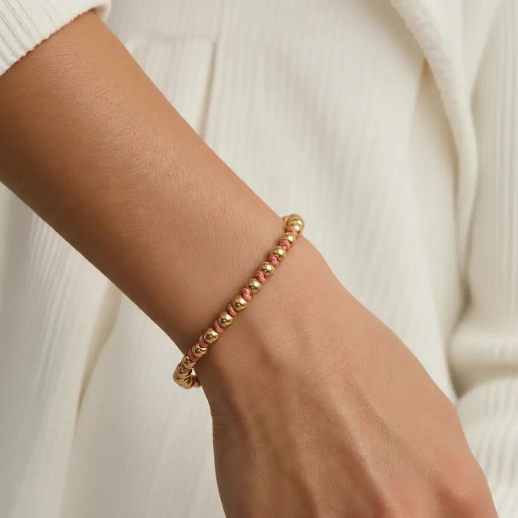 Bracciale dorato - Bracciale Sun Knot Pink