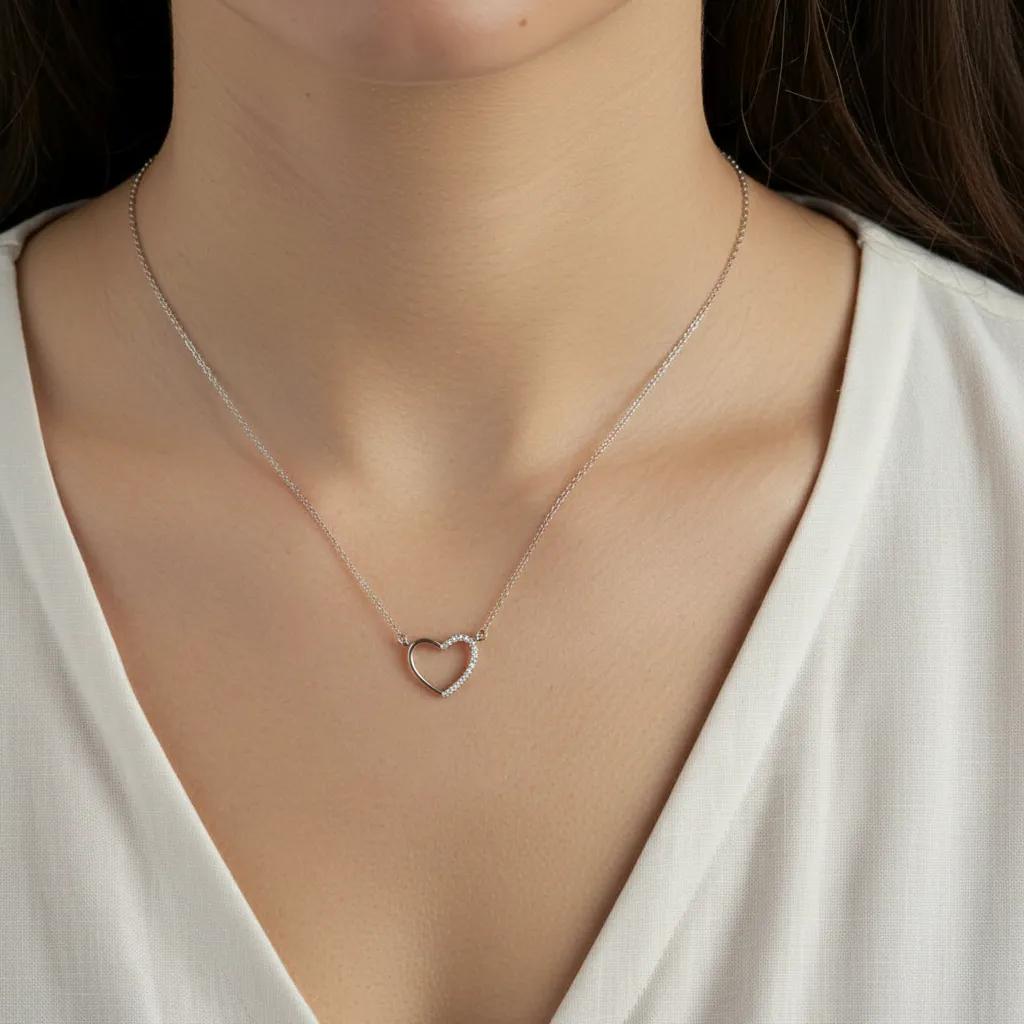 Collana pendenti con cuore in argento 925 con zirconi - Collana Luce del Cuore