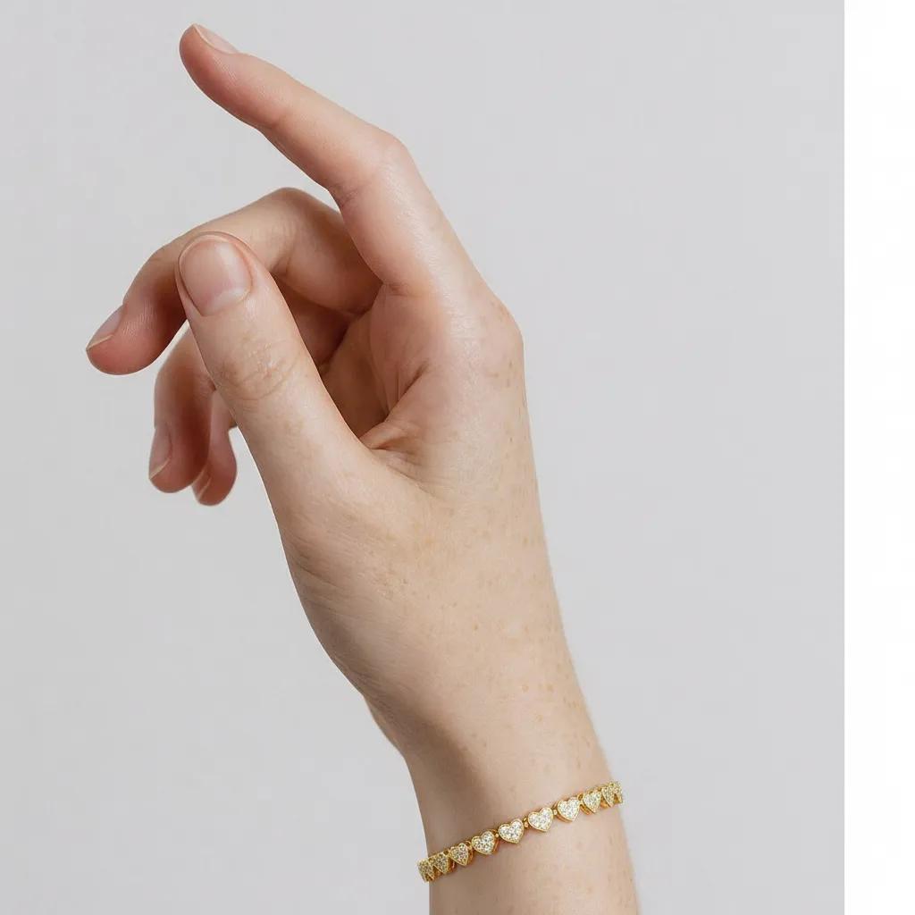 Bracciale con cuore in argento 925 - Bracciale Gold Angelic Heart Luxe