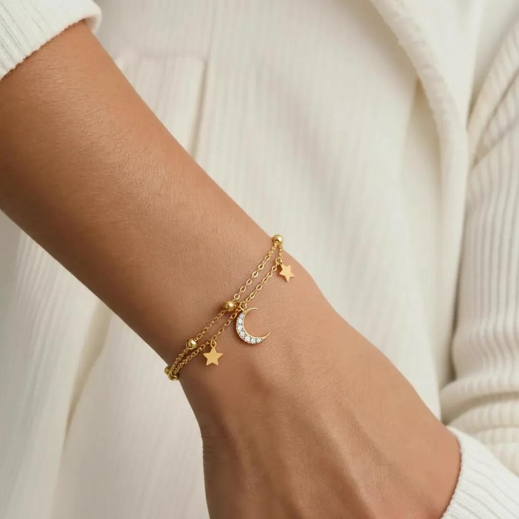 Bracciale dorato - Bracciale Moon Star