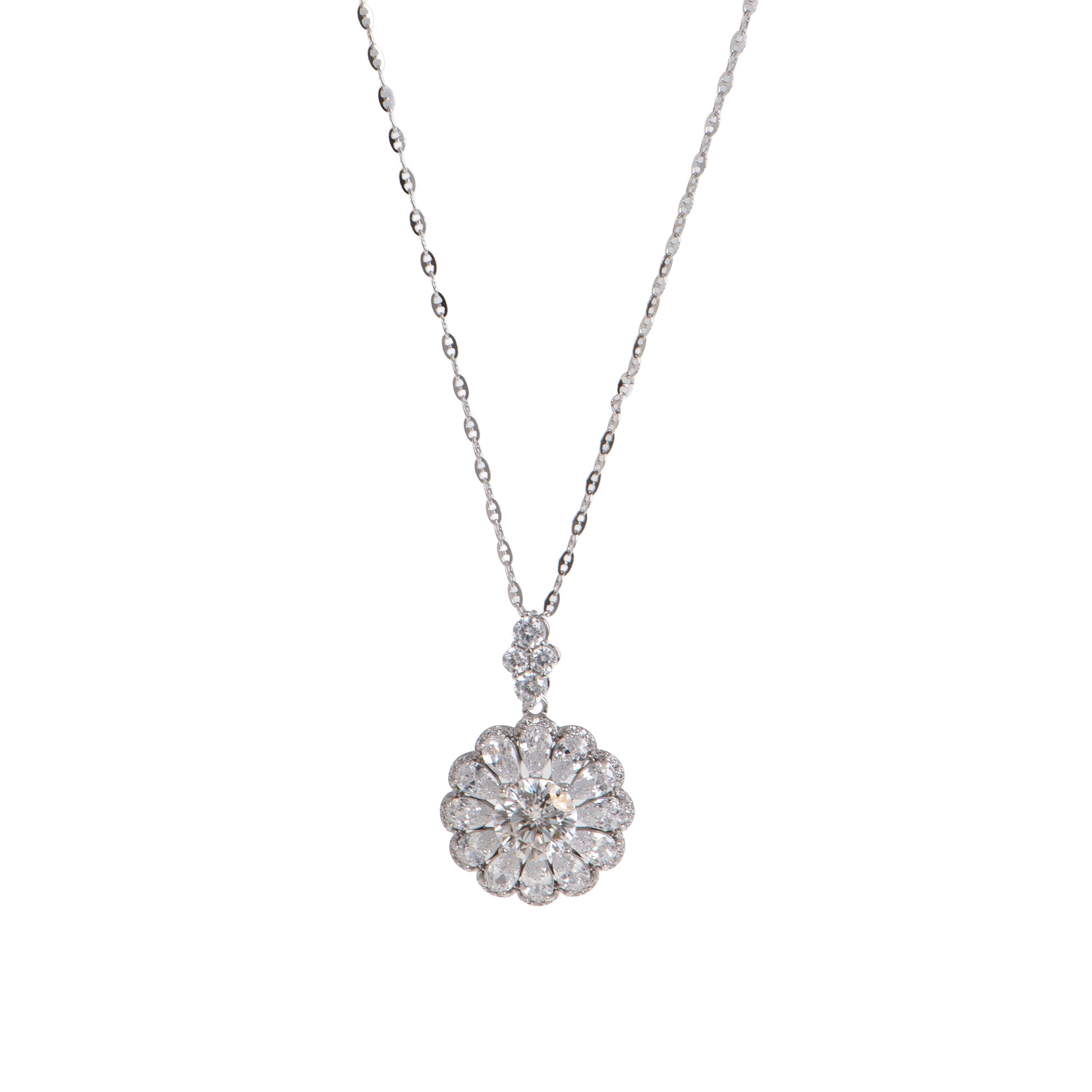 Collana pendenti in argento 925 con zirconi - Collana Silver Flower