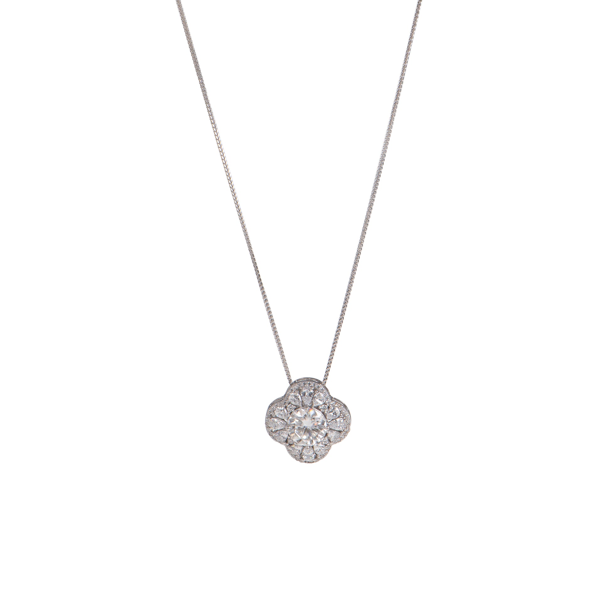 Collana pendenti con cuore in argento 925 con zirconi - Collana Silver Petal