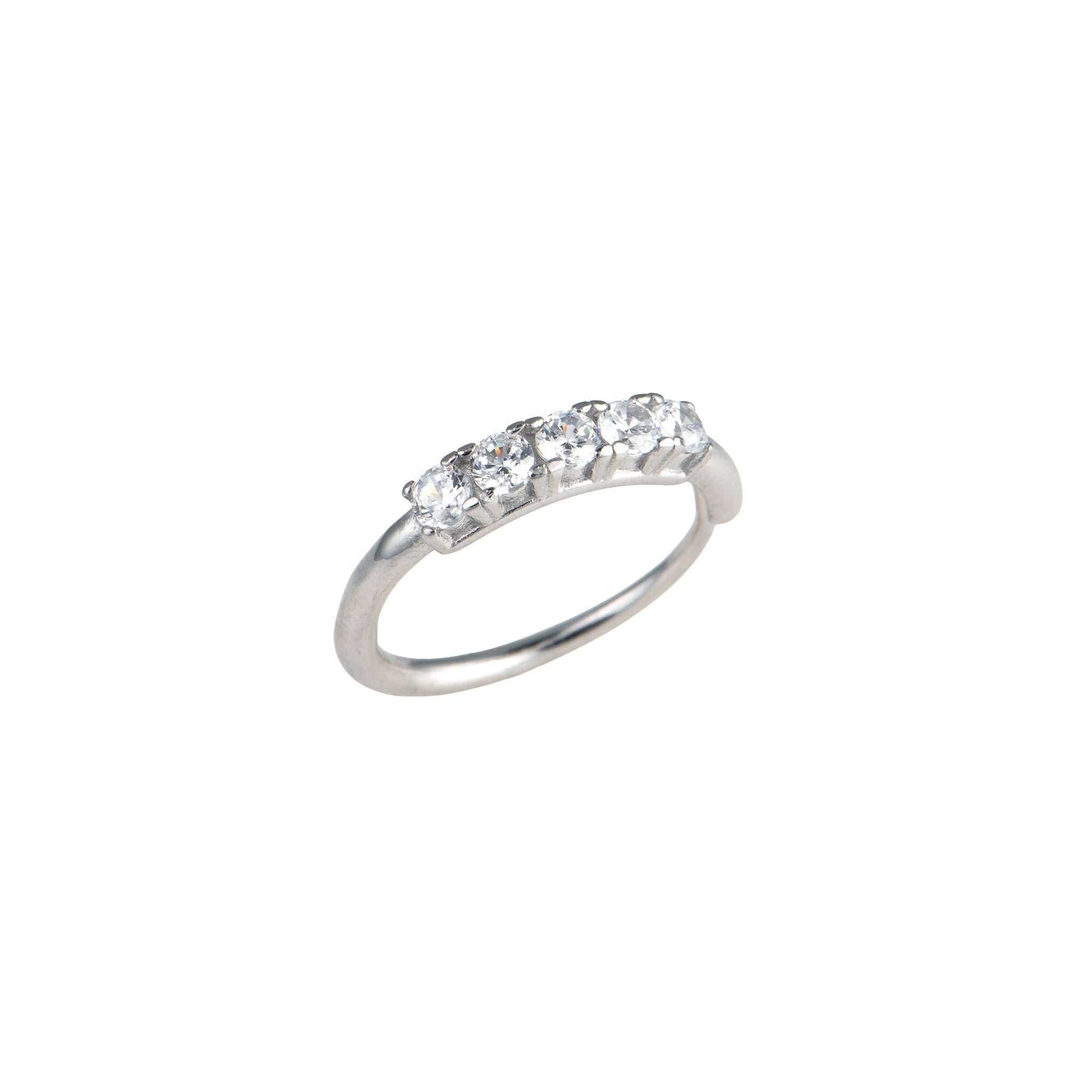 Anello argentato con zirconi - Anello Five Diamonds