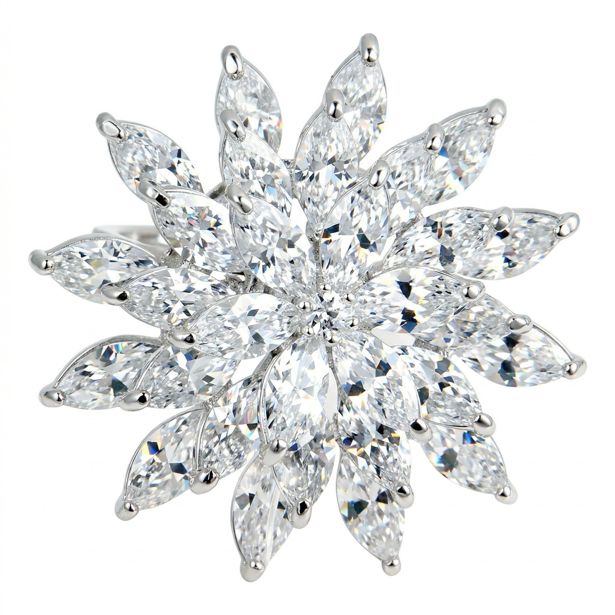 Anello con cuore ARGENTATO con zirconi - Anello Lotus