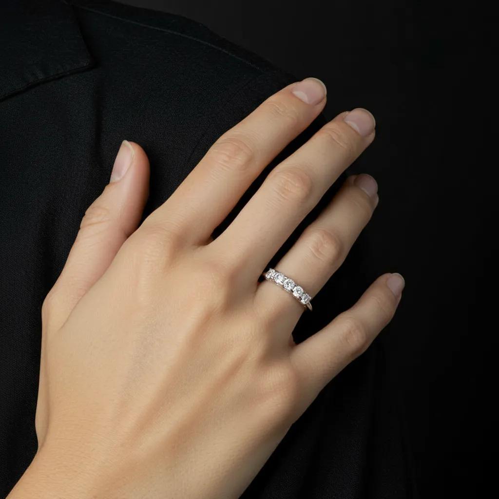 Anello con zirconi - Anello Silver Six Diamonds - FOTO 2