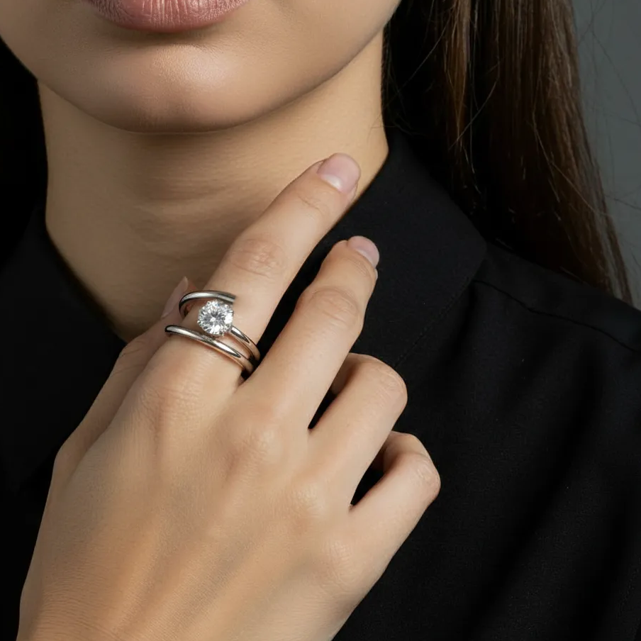 Anello con zirconi - Anello Silver Zircon - FOTO 2