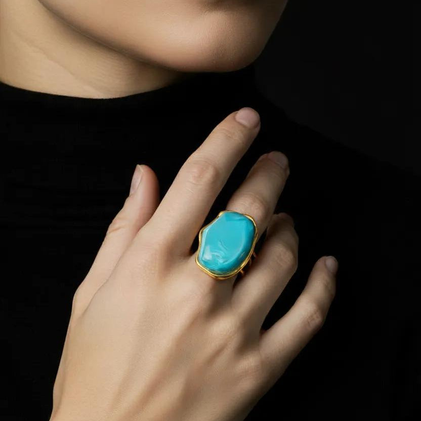 Anello dorato - Anello Eden Turquoise - FOTO 2
