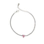 Bracciale con cuore in argento 925 - Bracciale Tennis Silver Little Heart Pink