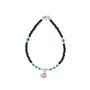 Bracciale con cuore con charm in argento 925 - Bracciale Silver Pearls Black e Azure