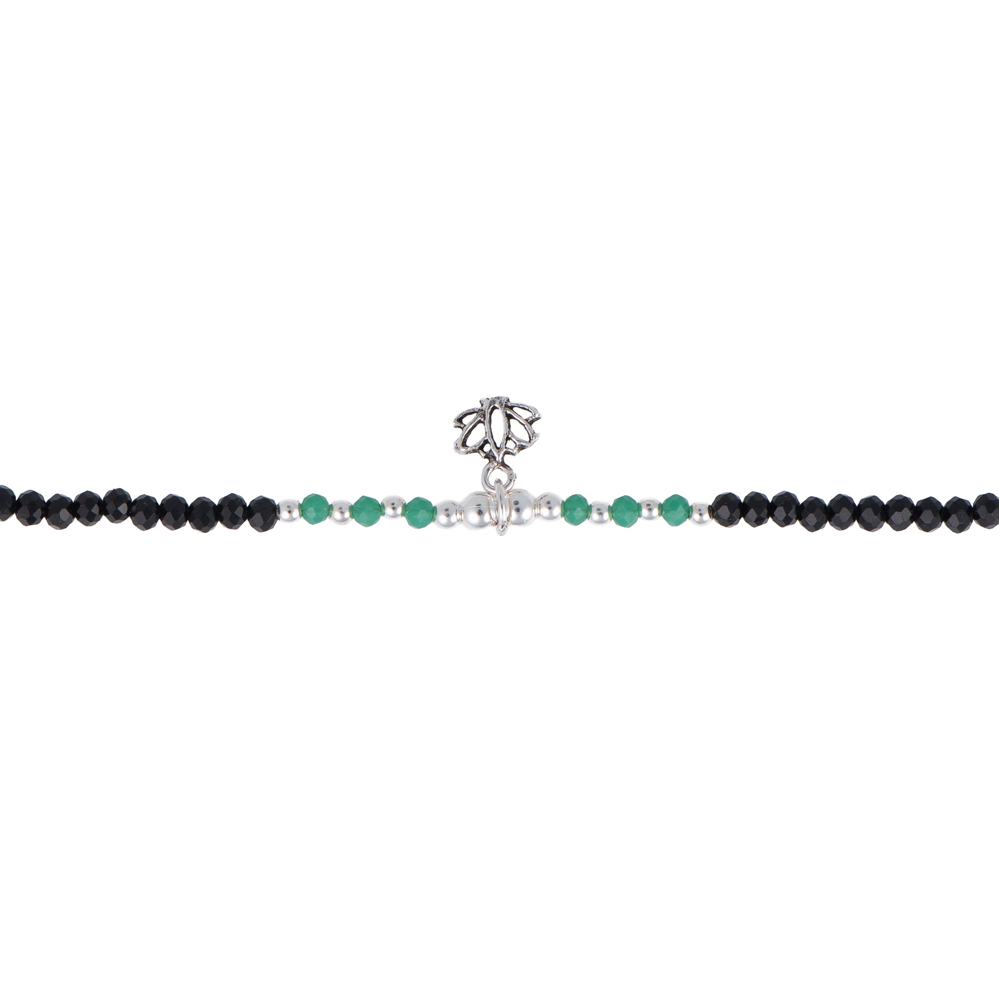 Bracciale con cuore con charm in argento 925 - Bracciale Silver Pearls Black e Azure
