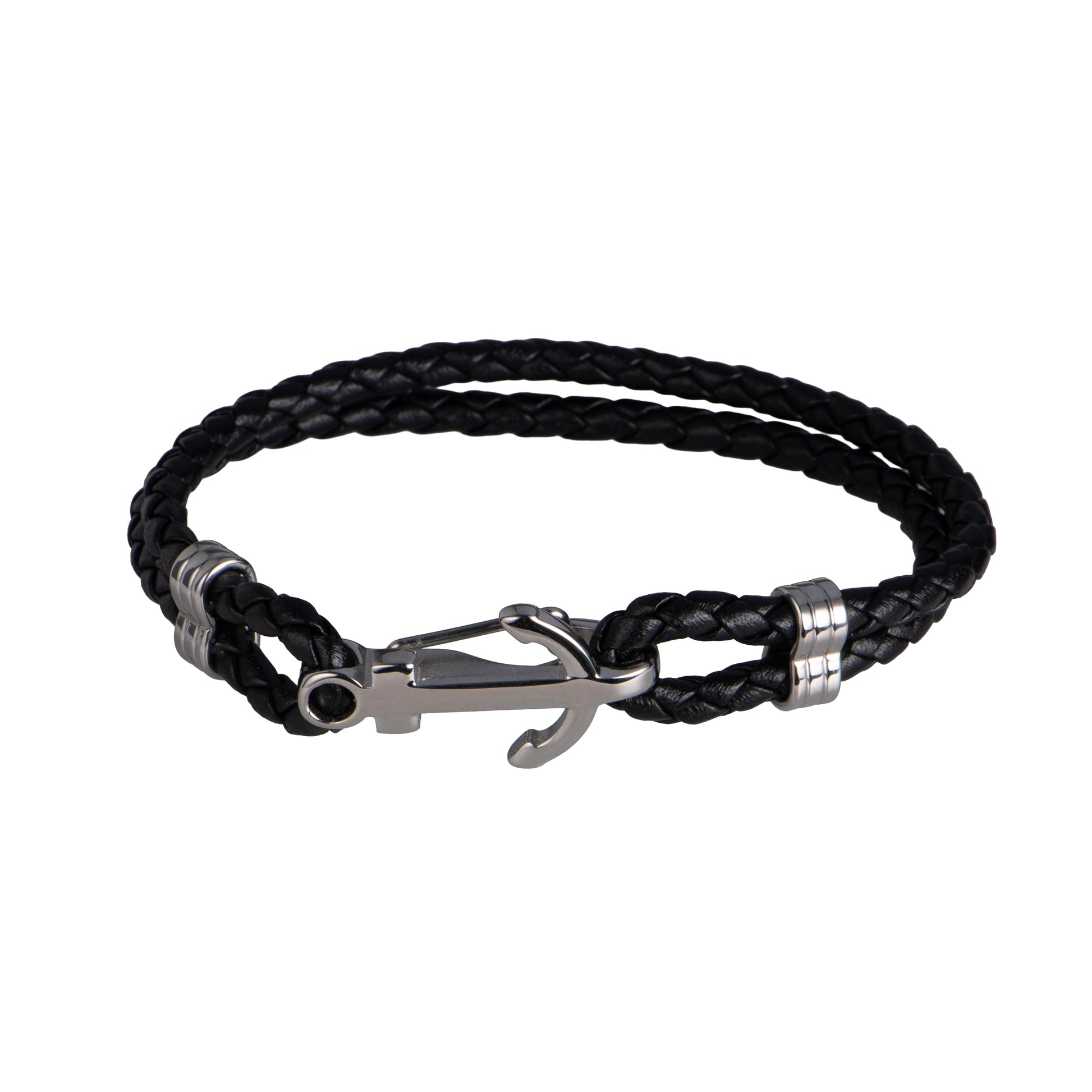 Bracciale - Bracciale Man Black Anchor – Pelle & Acciaio