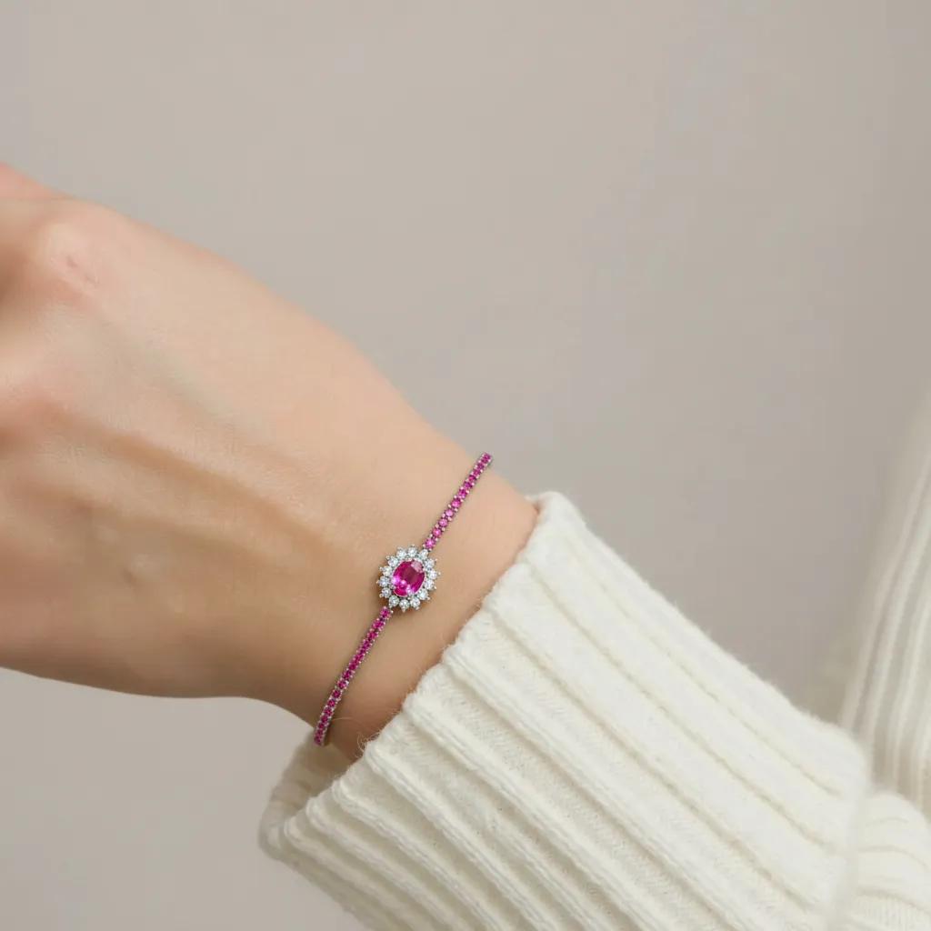Bracciale - Bracciale Silver Majestic Crystal Tennis - ROSA