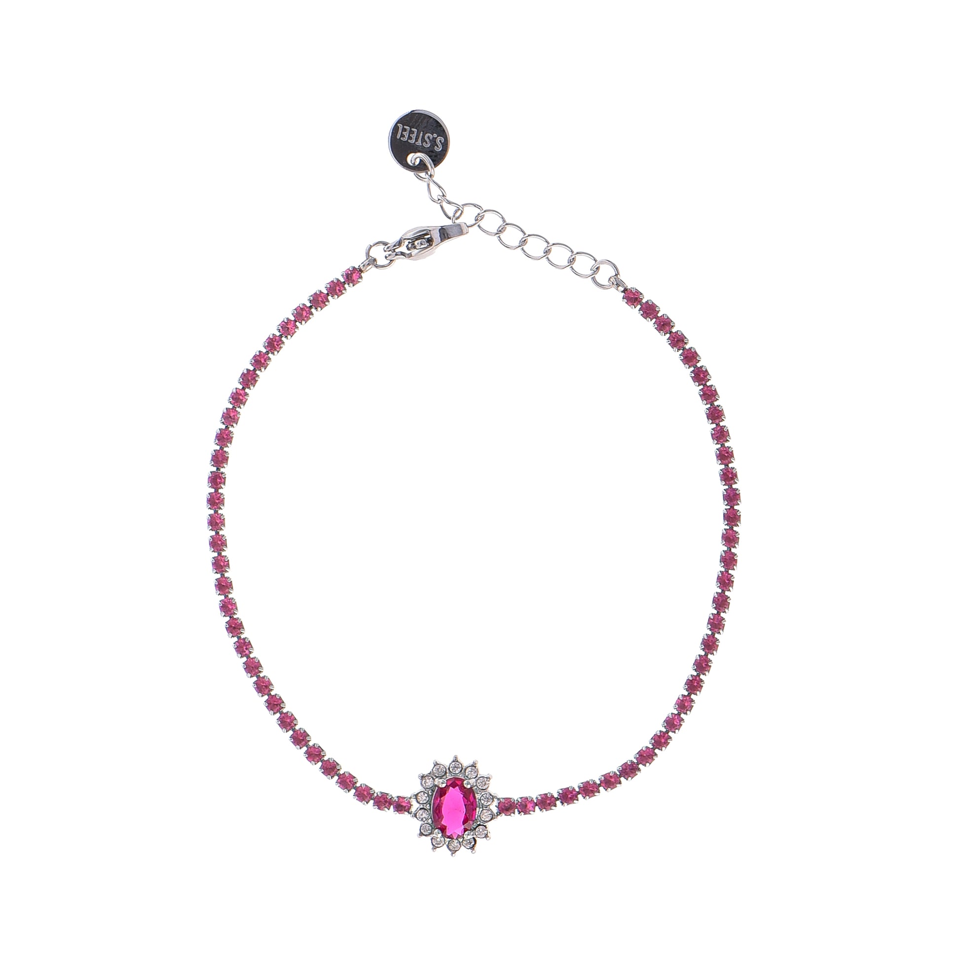 Bracciale - Bracciale Silver Majestic Crystal Tennis - ROSA - FOTO 2