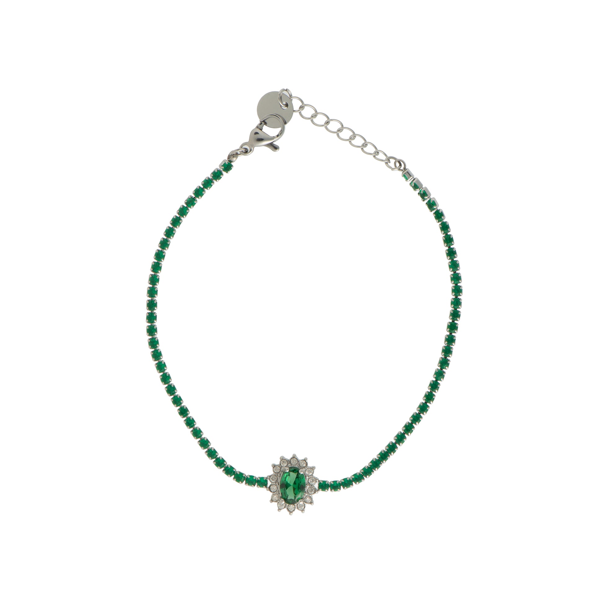 Bracciale - Bracciale Silver Majestic Crystal Tennis - VERDE