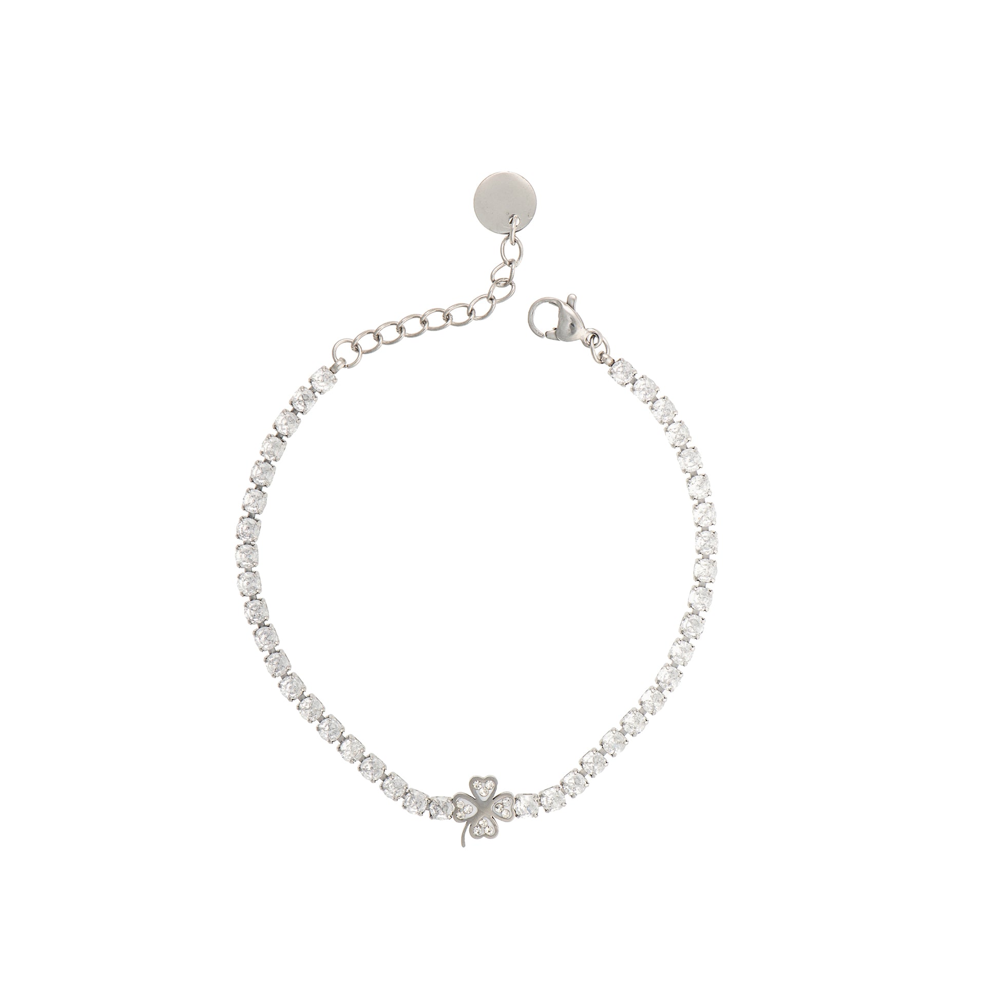 Bracciale con charm - Bracciale Silver Tennis Charms - QUADRIFOGLIO