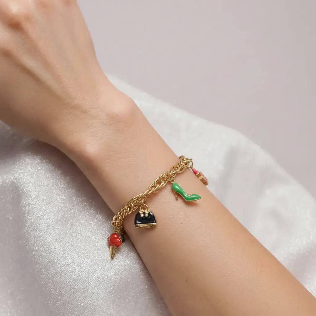 Bracciale con charm dorato - Bracciale Gold Mood Chain - FOTO 2