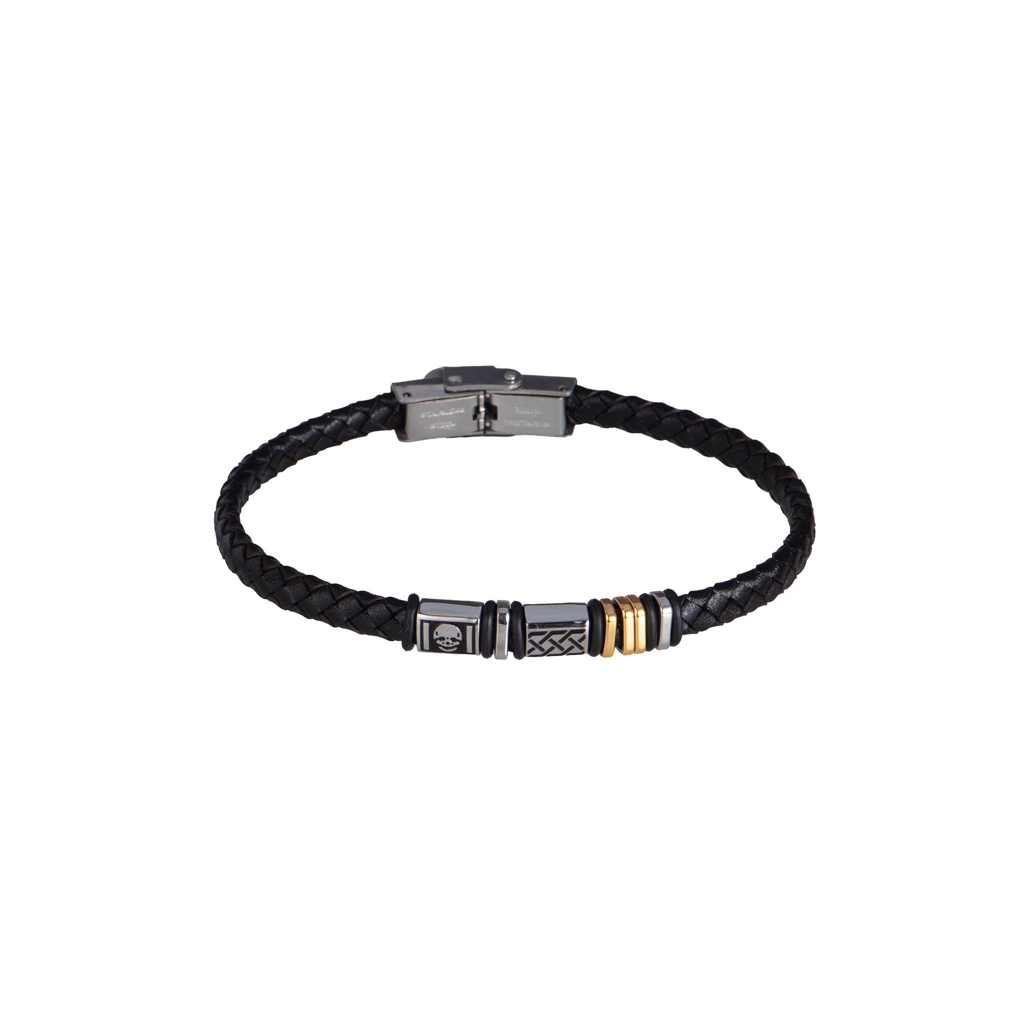 Bracciale con charm in acciaio inossidabile - Bracciale Uomo Shadow & Gold