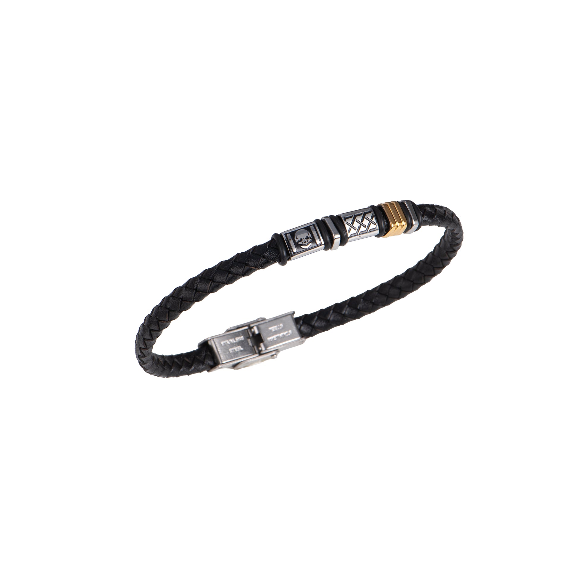 Bracciale con charm in acciaio inossidabile - Bracciale Uomo Shadow & Gold - FOTO 2