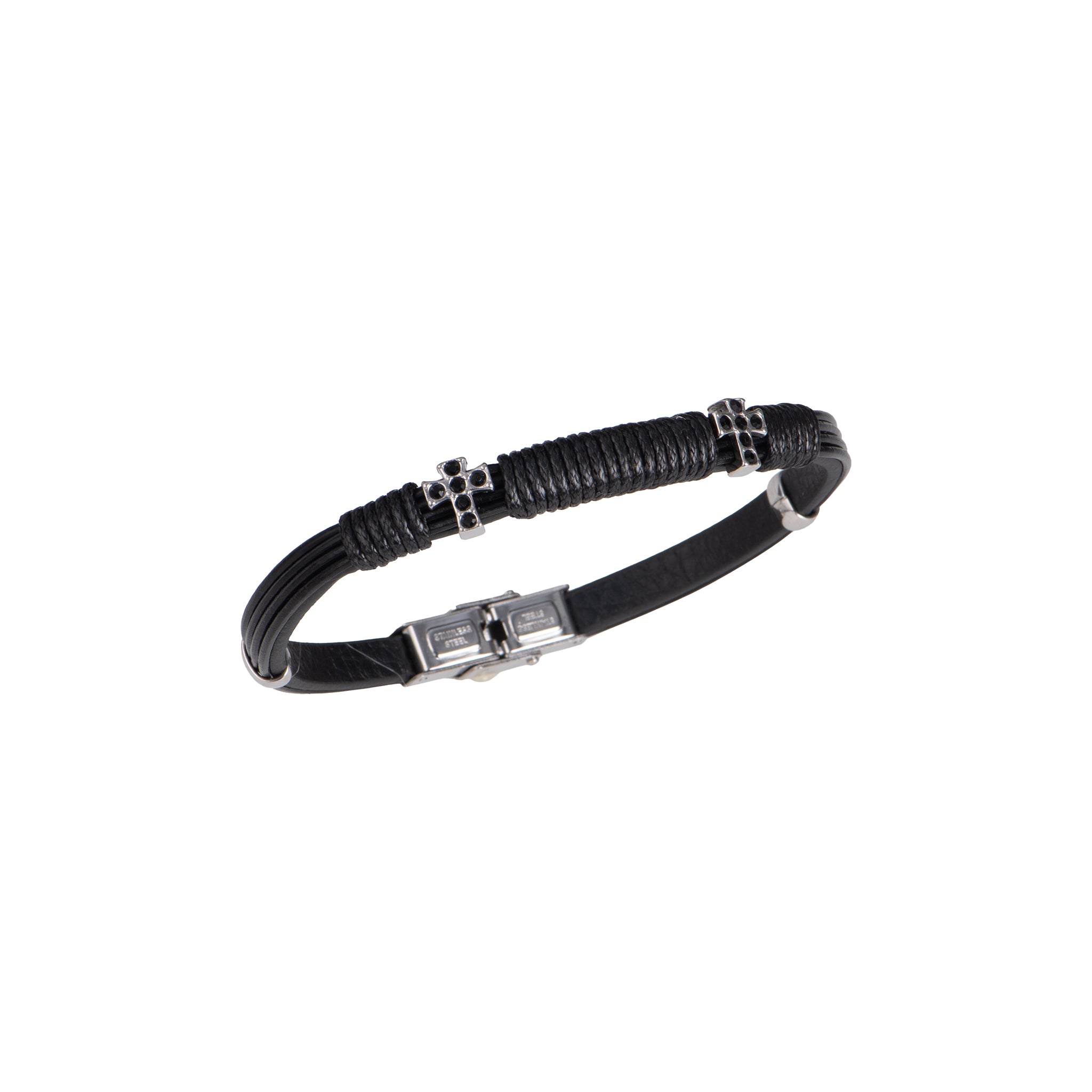 Bracciale con croce in acciaio inossidabile - Bracciale Uomo Sacred Path