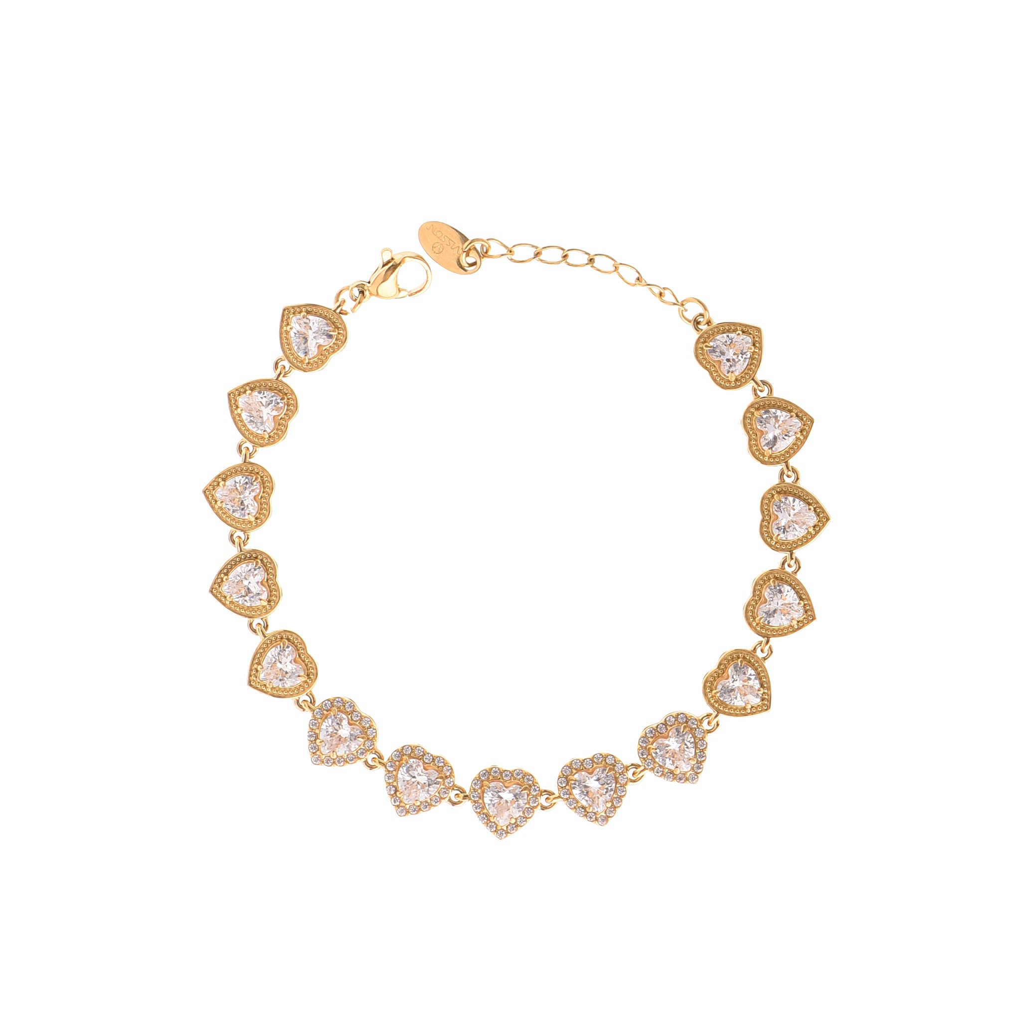 Bracciale con cuore dorato - Bracciale Golden Crystal Heart - BIANCO