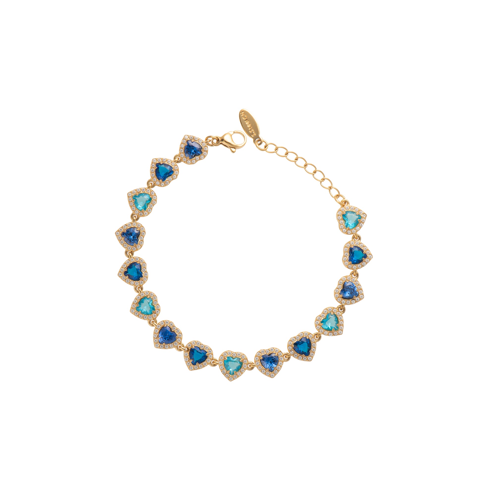 Bracciale con cuore dorato - Bracciale Golden Crystal Heart - BLU