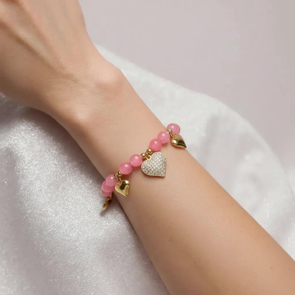 Bracciale con cuore dorato - Bracciale Sweet Rose - FOTO 2