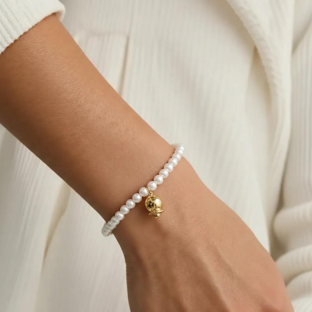 Bracciale dorato - Bracciale Gold & Pearl - FOTO 2