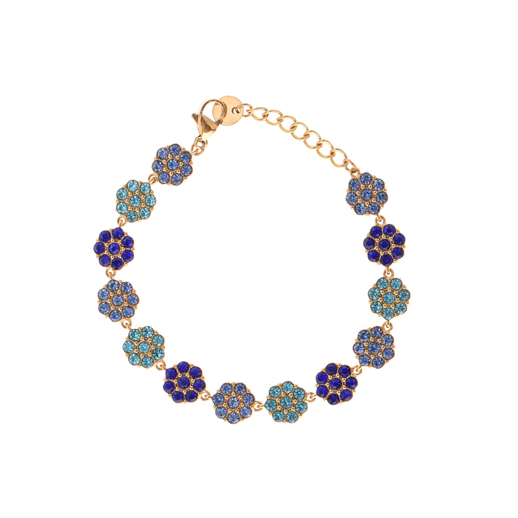 Bracciale dorato - Bracciale Golden Azure & Sapphire Crystal Flower