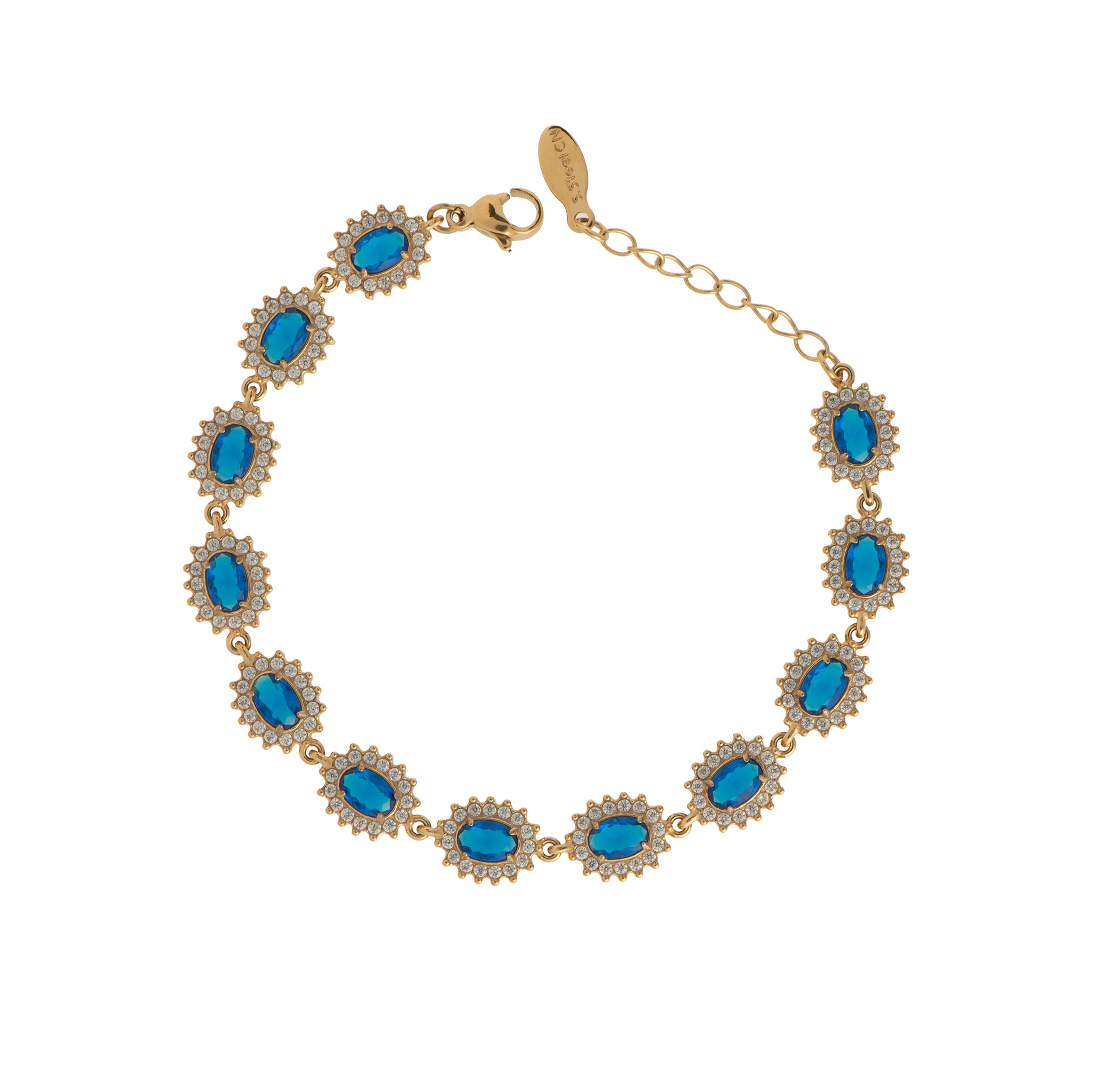 Bracciale dorato - Bracciale Royal Gemstone - BLU