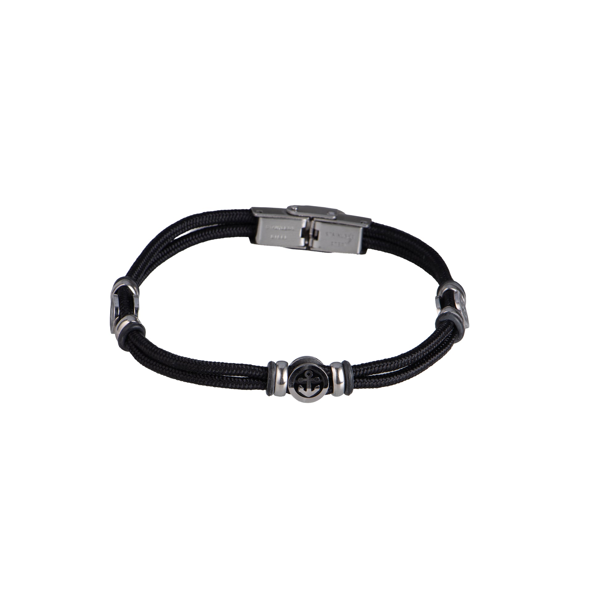 Bracciale in acciaio inossidabile - Bracciale Uomo Nautical Anchor  - NERO