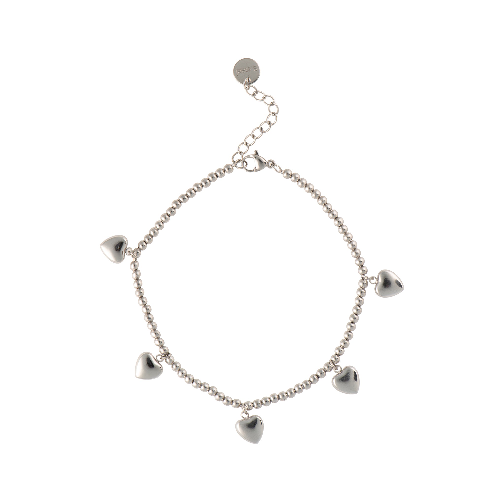 Cavigliera pendenti con cuore con charm ARGENTO - Cavigliera Love Drops