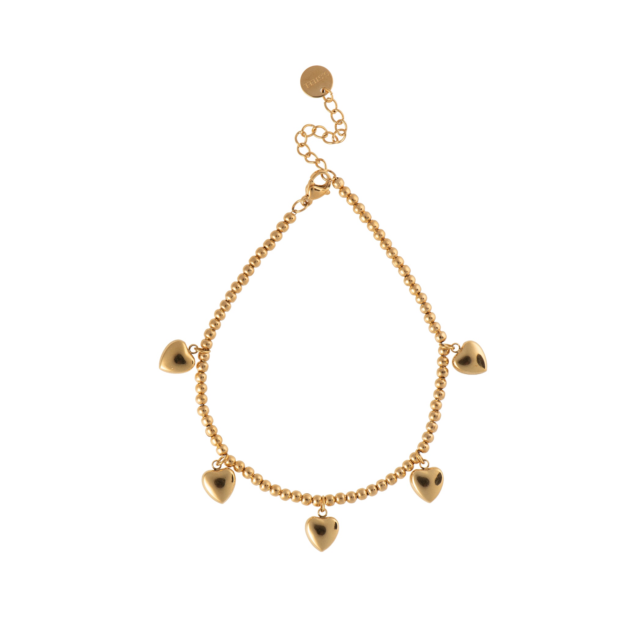 Cavigliera pendenti con cuore con charm dorato - Cavigliera Love Drops
