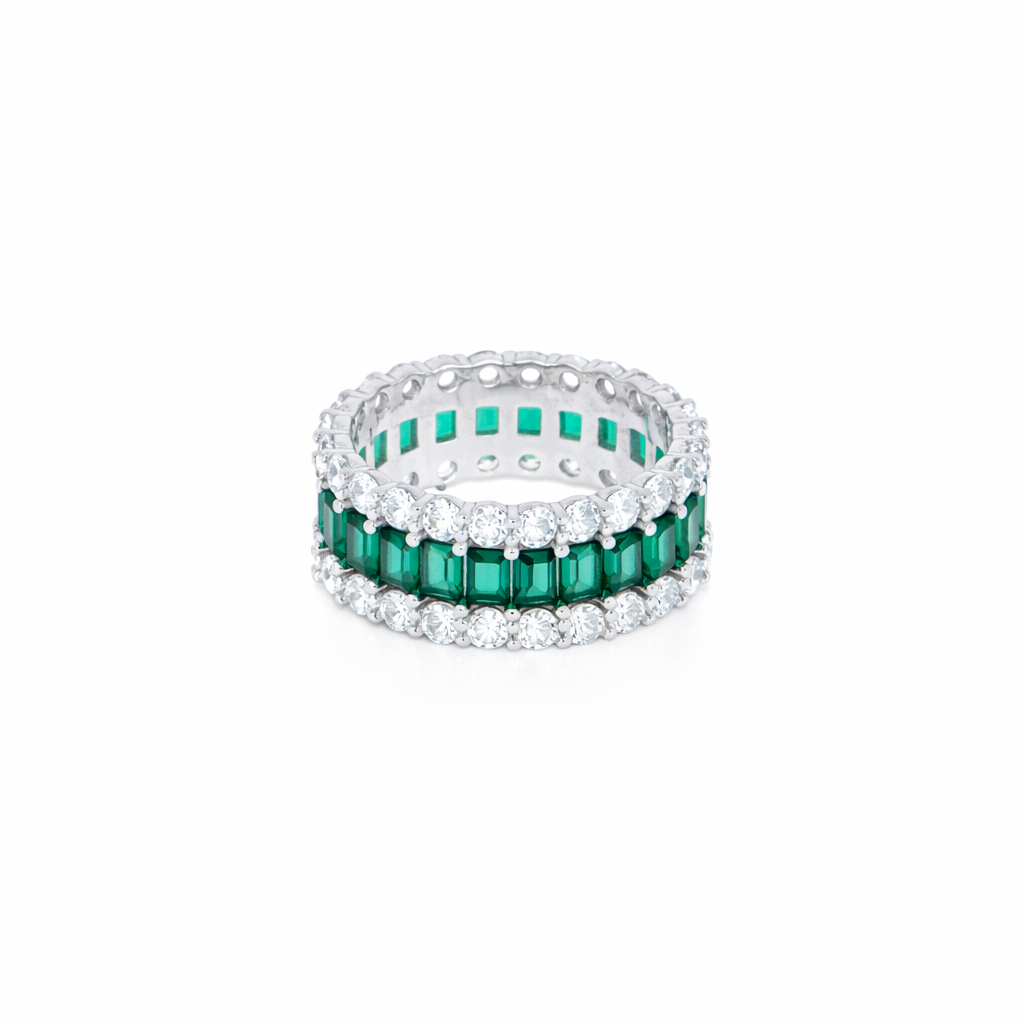 Anello in argento 925 con zirconi - Anello Triple Emerald-Band