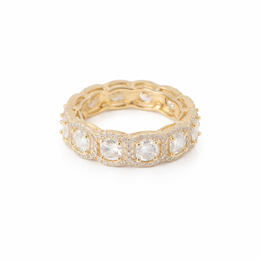 Anello in argento 925 con zirconi - Anello Gold Endless Glow Band